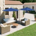 Miniatyrbillede 1 af 8: vidaXL dobbelt parasol 600 cm stålstang azurblå