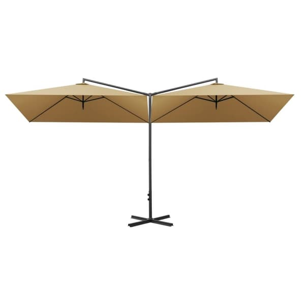 vidaXL Puutarhan tupla-aurinkovarjo terästolpalla 600x300 cm taupe