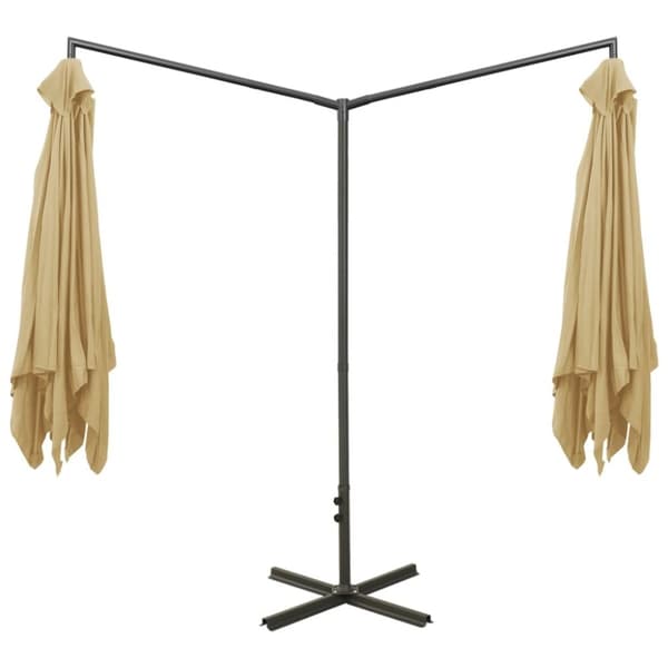 vidaXL Puutarhan tupla-aurinkovarjo terästolpalla 600x300 cm taupe