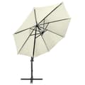Miniatyrbilde 3 av 11: vidaXL Hengende hageparasoll med stang og LED-lys 300 cm sand