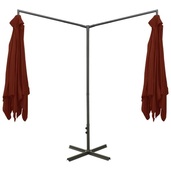 vidaXL Dobbel hageparasoll med stålstang terrakotta 600x300 cm