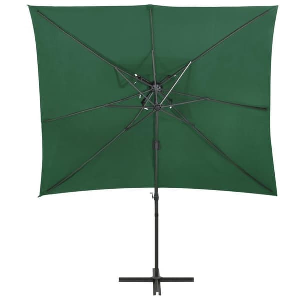 vidaXL Hengende hageparasoll med dobbel topp grønn 250x250 cm