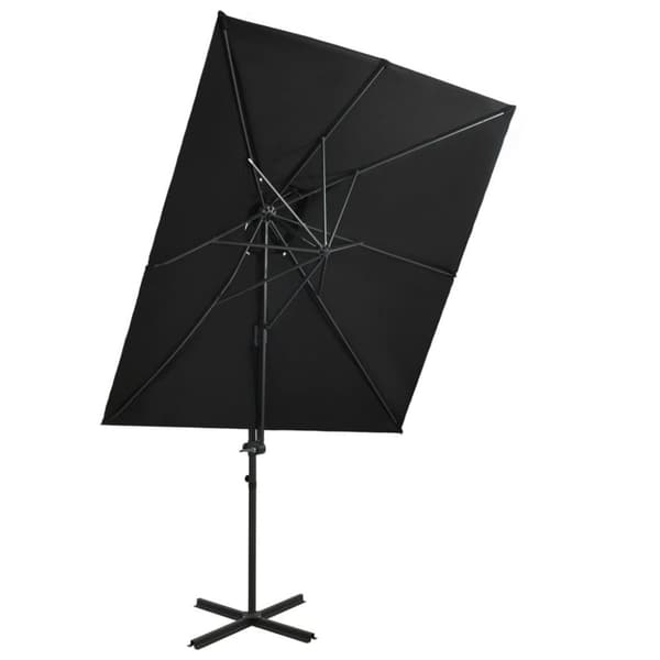 vidaXL Hengeparasoll med dobbel topp 250x250 cm svart
