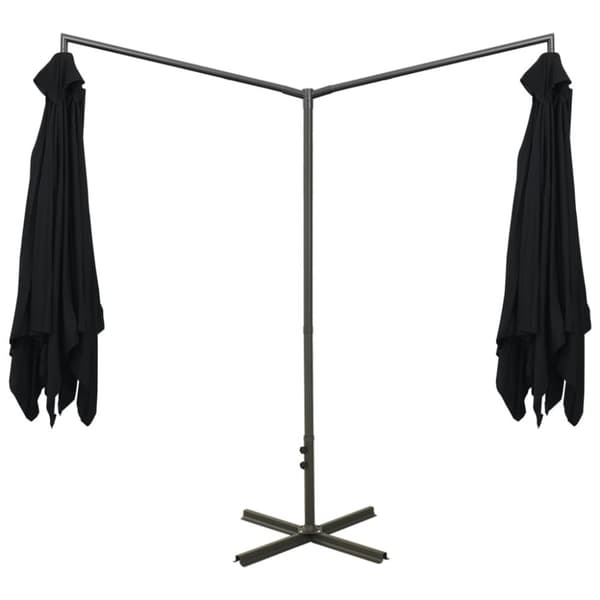 vidaXL Dobbel hageparasoll med stålstang svart 600x300 cm