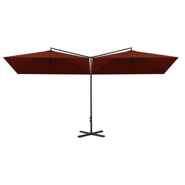 vidaXL dobbelt parasol 600x300 cm stålstang terracottafarvet