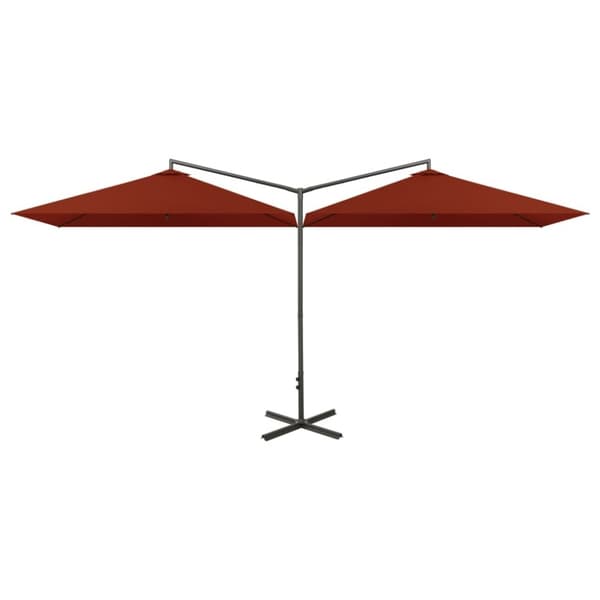 vidaXL dobbelt parasol 600x300 cm stålstang terracottafarvet