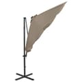 Miniatyrbillede 5 af 11: vidaXL hængeparasol med stang og LED-lys 300 cm gråbrun