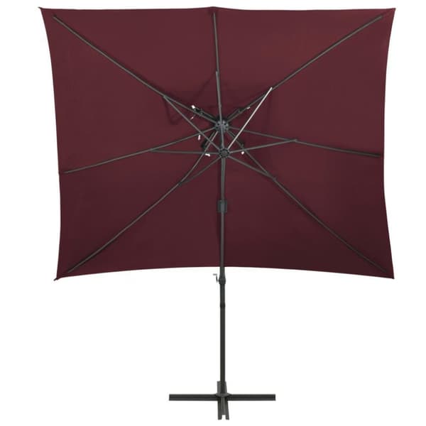 vidaXL Hengende hageparasoll med dobbel topp vinrød 250x250 cm