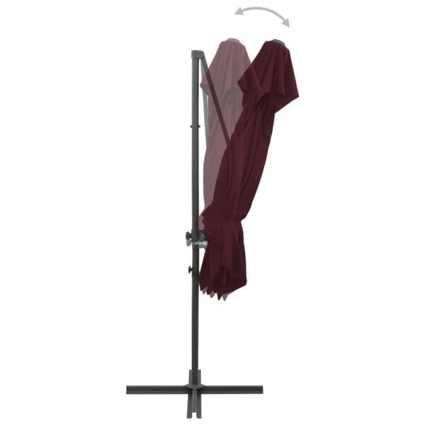 vidaXL Hengende hageparasoll med dobbel topp vinrød 250x250 cm