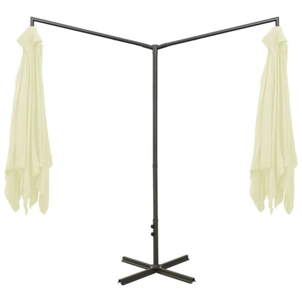 vidaXL Dubbelt parasoll med stålstång sandfärgat 600x300 cm