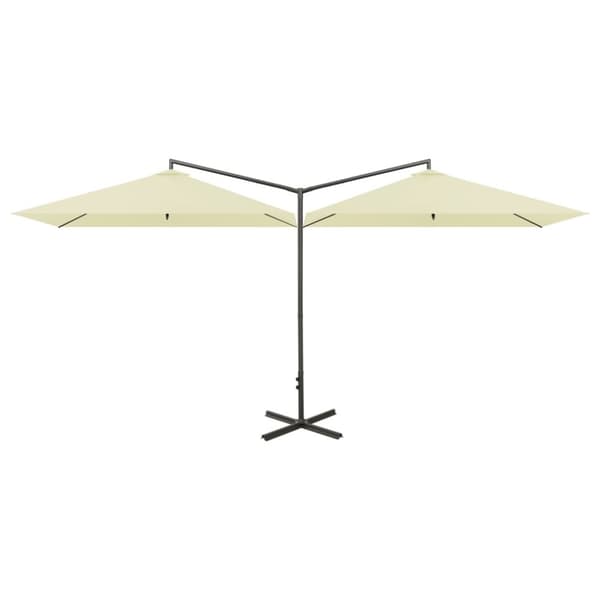 vidaXL Dubbelt parasoll med stålstång sandfärgat 600x300 cm
