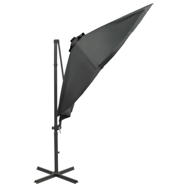 vidaXL Frihängande parasoll med stång och LED antracit 300 cm