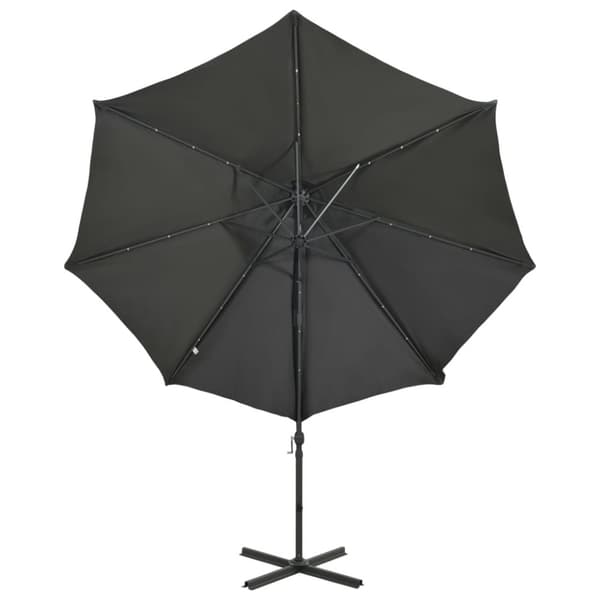 vidaXL Frihängande parasoll med stång och LED antracit 300 cm