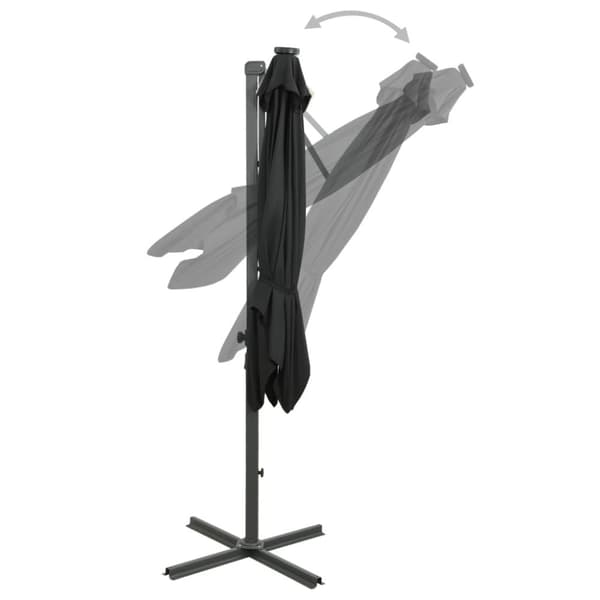 vidaXL Aurinkovarjo cantilever tolpalla ja LED-valoilla 250 cm musta