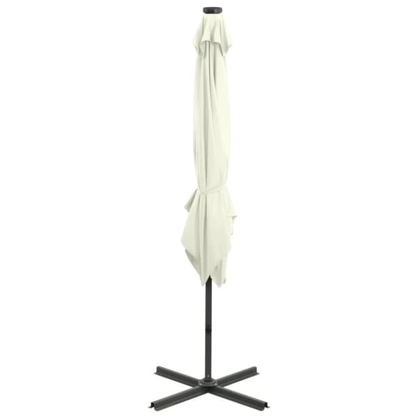 vidaXL Aurinkovarjo cantilever tolpalla ja LED-valoilla 250 cm hiekka