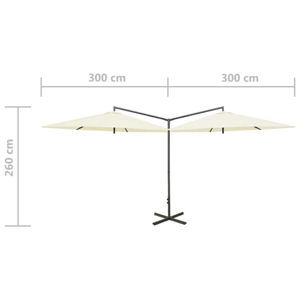 vidaXL dobbelt parasol med stålstang 600 cm sandfarvet