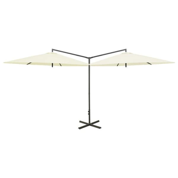 vidaXL dobbelt parasol med stålstang 600 cm sandfarvet