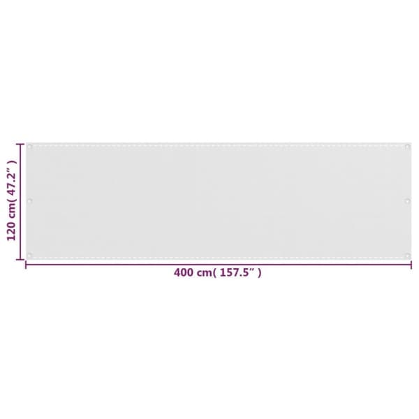 vidaXL Parvekkeen suoja valkoinen 120x400 cm HDPE