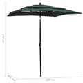 Miniatyrbillede 6 af 6: vidaXL parasol 2x2 m aluminiumsstang 3 niveauer grøn