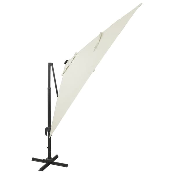 vidaXL Frihängande parasoll med stång och LED sand 300 cm