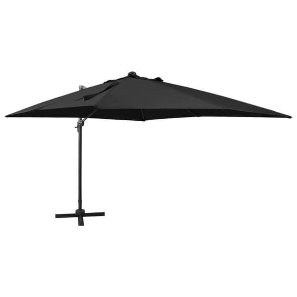 vidaXL Hengeparasoll med stang og LED-lys 300 cm svart