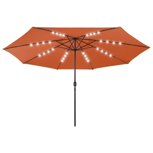 vidaXL Hageparasoll med LED-lys 400 cm terrakotta