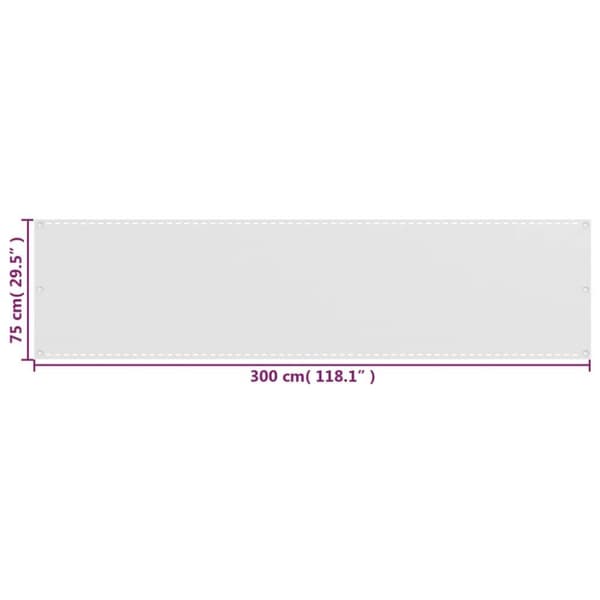vidaXL Balkongskjerm hvit 75x300 cm HDPE