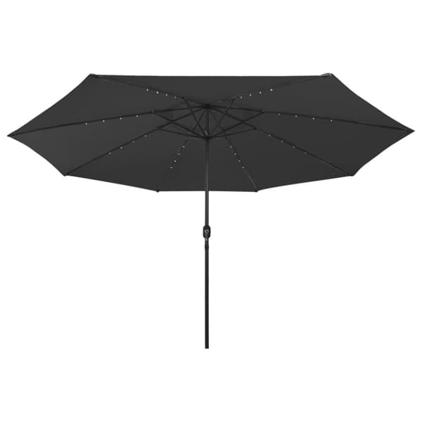 vidaXL Hageparasoll med LED-lys 400 cm svart