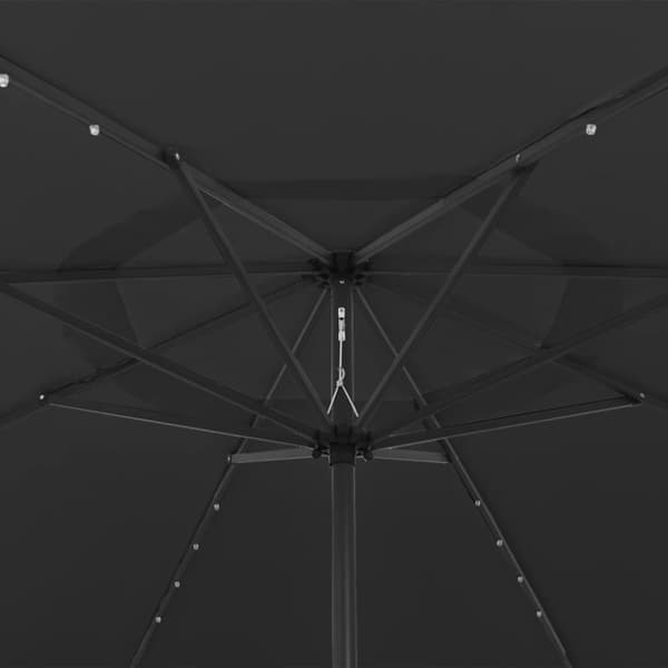 vidaXL Hageparasoll med LED-lys 400 cm svart