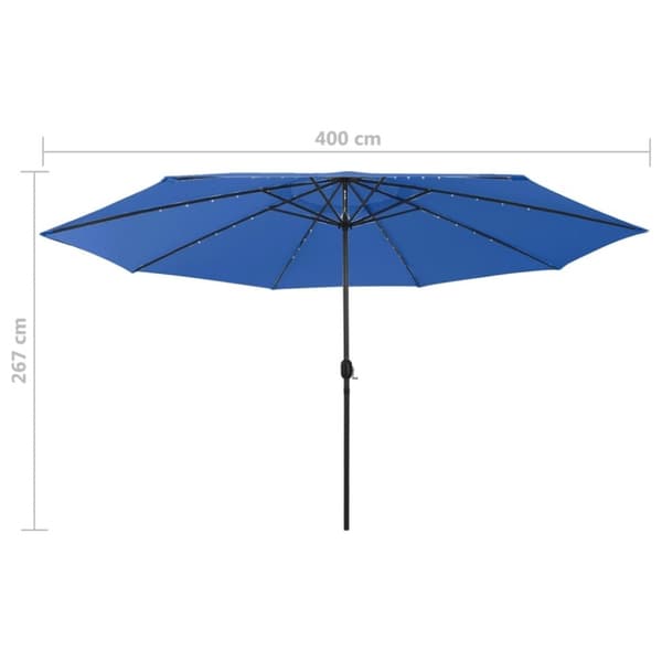vidaXL Hageparasoll med LED-lys 400 cm asurblå