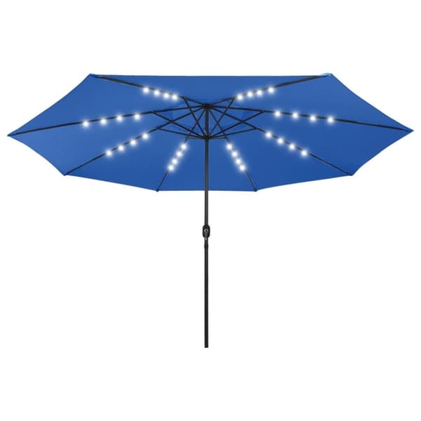 vidaXL Hageparasoll med LED-lys 400 cm asurblå