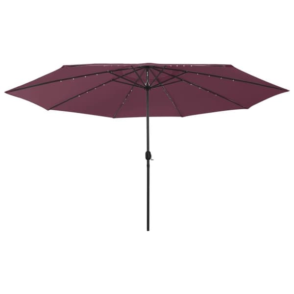 vidaXL Aurinkovarjo LED-valoilla 400 cm viininpunainen
