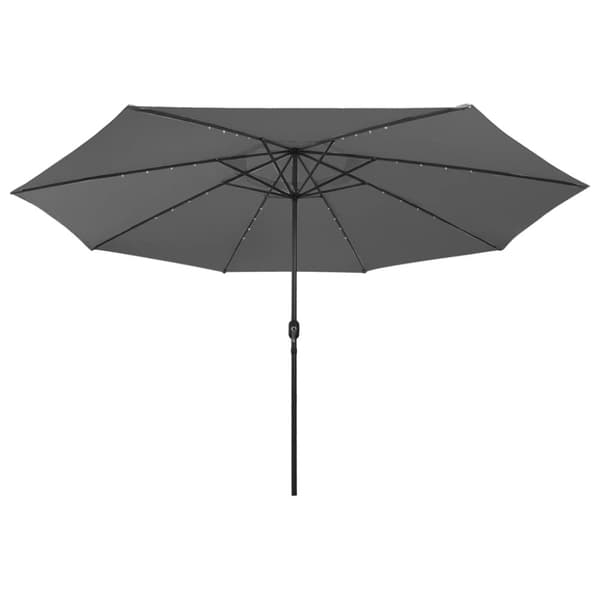 vidaXL Hageparasoll med LED-lys 400 cm antrasitt