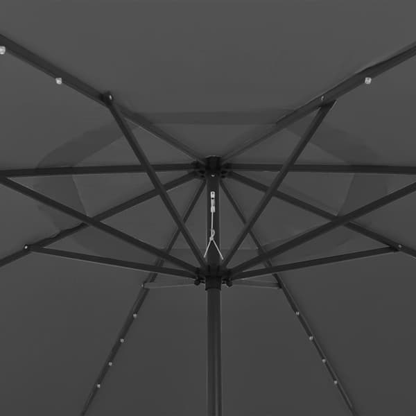 vidaXL Hageparasoll med LED-lys 400 cm antrasitt