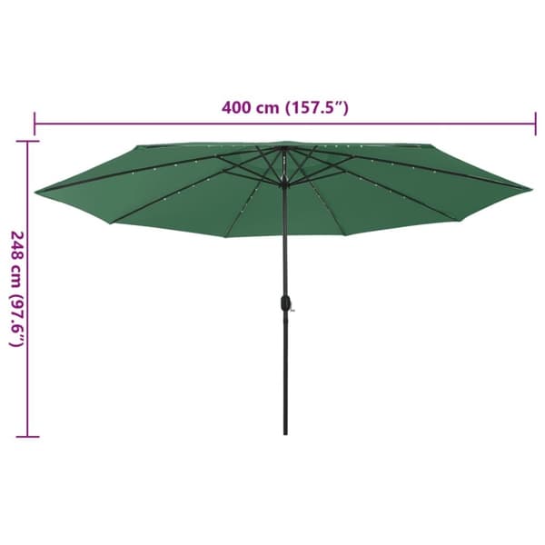 vidaXL Sonnenschirm mit LED-Beleuchtung 400 cm grøn