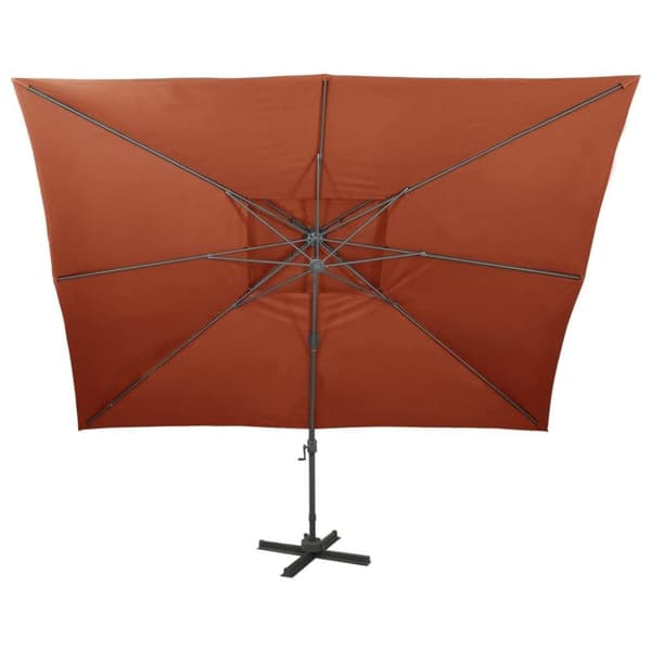 vidaXL Hengende hageparasoll med dobbel topp terrakotta 400x300 cm