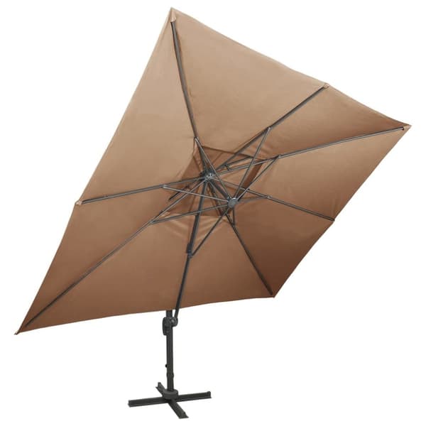 vidaXL Hengende hageparasoll med dobbel topp sand 400x300 cm
