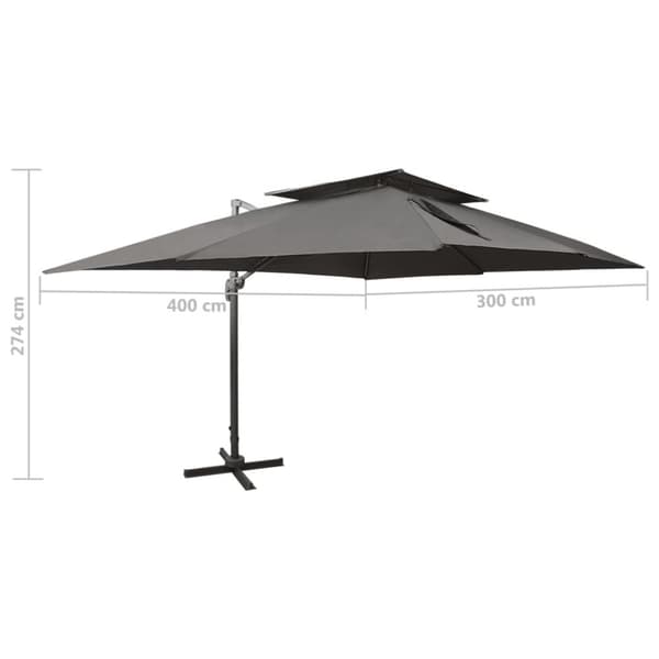 vidaXL Hengende hageparasoll med dobbel topp antrasitt 250x250 cm