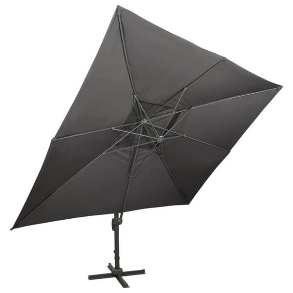 vidaXL Hengende hageparasoll med dobbel topp antrasitt 250x250 cm