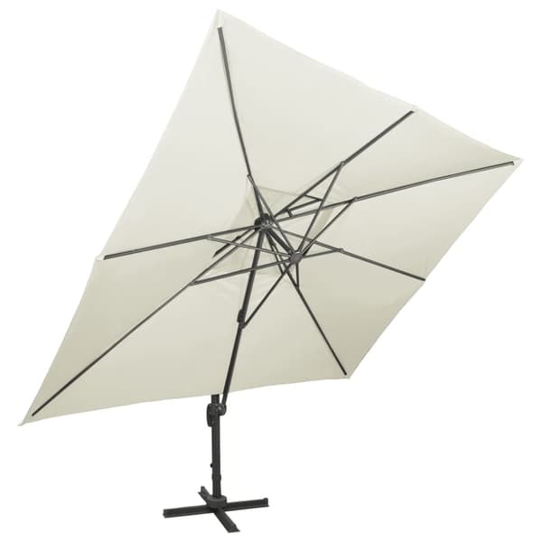 vidaXL hængeparasol med dobbelt top 400x300 cm sandfarvet