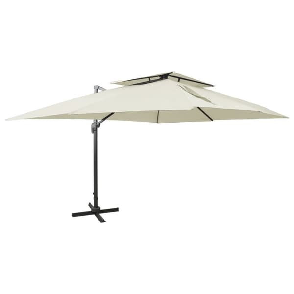 vidaXL hængeparasol med dobbelt top 400x300 cm sandfarvet