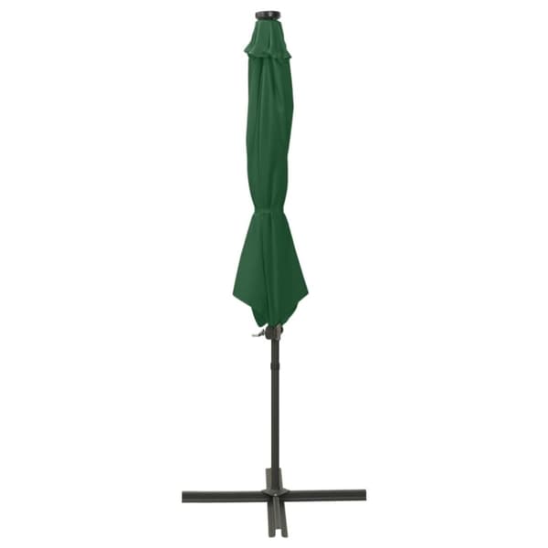 vidaXL Aurinkovarjo cantilever tolpalla ja LED-valoilla 300 cm vihreä