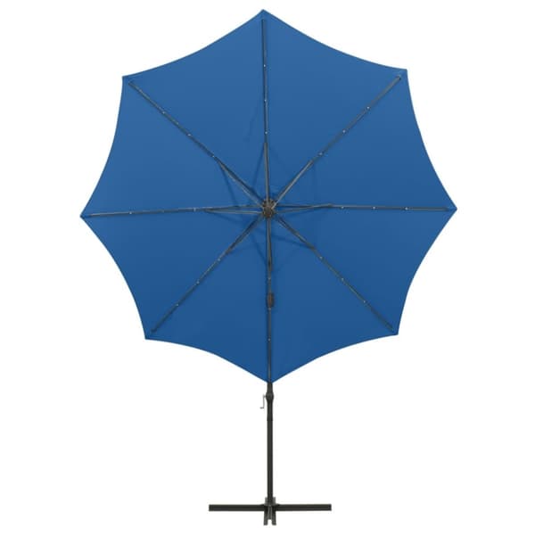 vidaXL Frihängande parasoll med stång och LED azurblå 300 cm