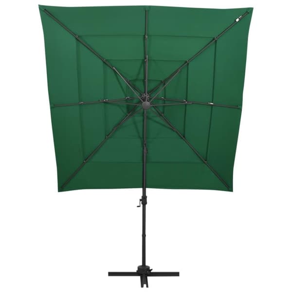 vidaXL 4-tasoinen Aurinkovarjo alumiinitolppa vihreä 250x250 cm