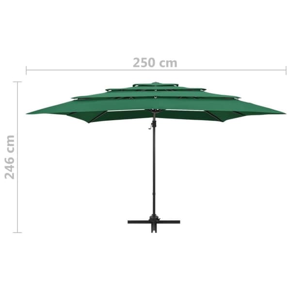 vidaXL 4-tasoinen Aurinkovarjo alumiinitolppa vihreä 250x250 cm
