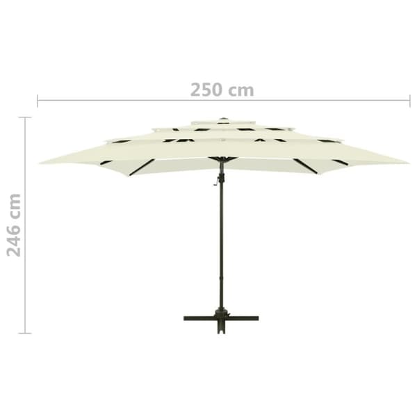vidaXL Hageparasoll med aluminiumsstang 4 nivåer sand 250x250 cm
