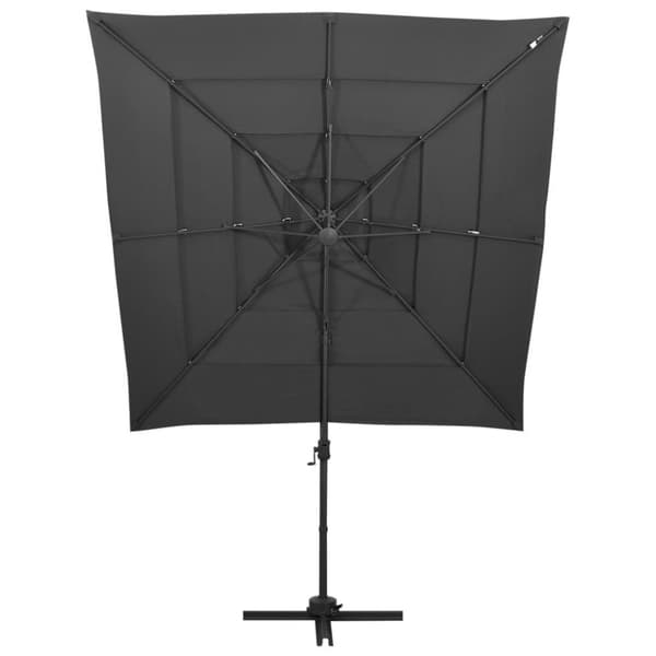 vidaXL Trädgårdsparasoll med ventilation och stång antracit 250x250 cm