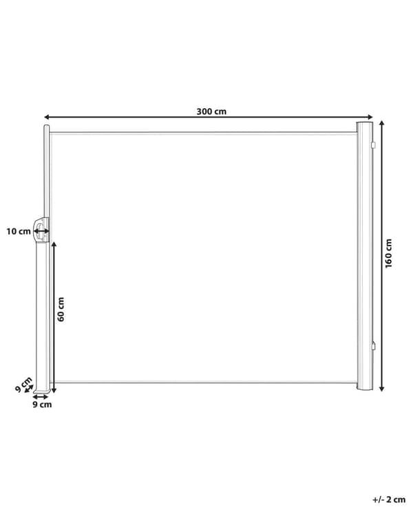 Læhegn Grå Polyester og Aluminium 160 x 300 cm Læsejl Flytbar til Haven Terrasse Læskærm Udtræk Vandtæt Stabil Sidemarkise Udendørs