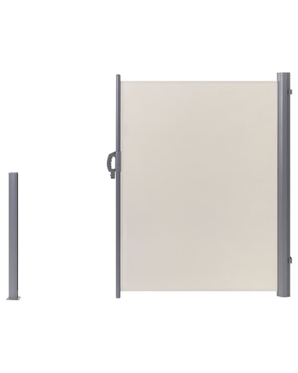 Læhegn Beige Polyester og Grå Aluminium 160 x 300 cm Læsejl Flytbar til Haven Terrasse Læskærm Afskærmning Vandtæt Stabil Sidemarkise Udendørs