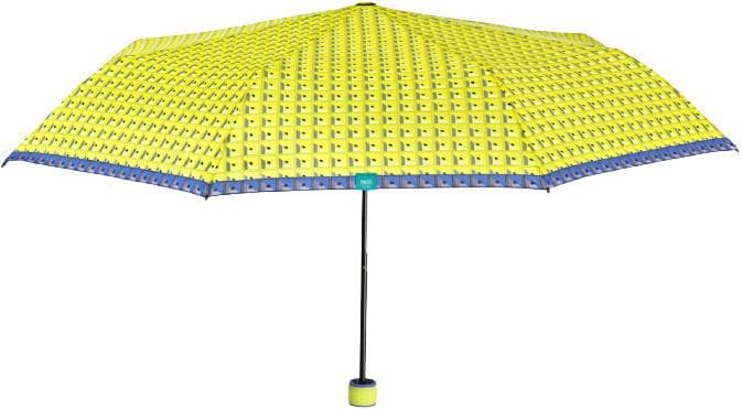 mini Timeumbrella damer 97 cm mikrofiber blå/gul